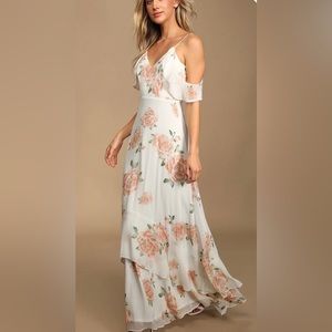 Take You There Ivory Floral Print Maxi Dress